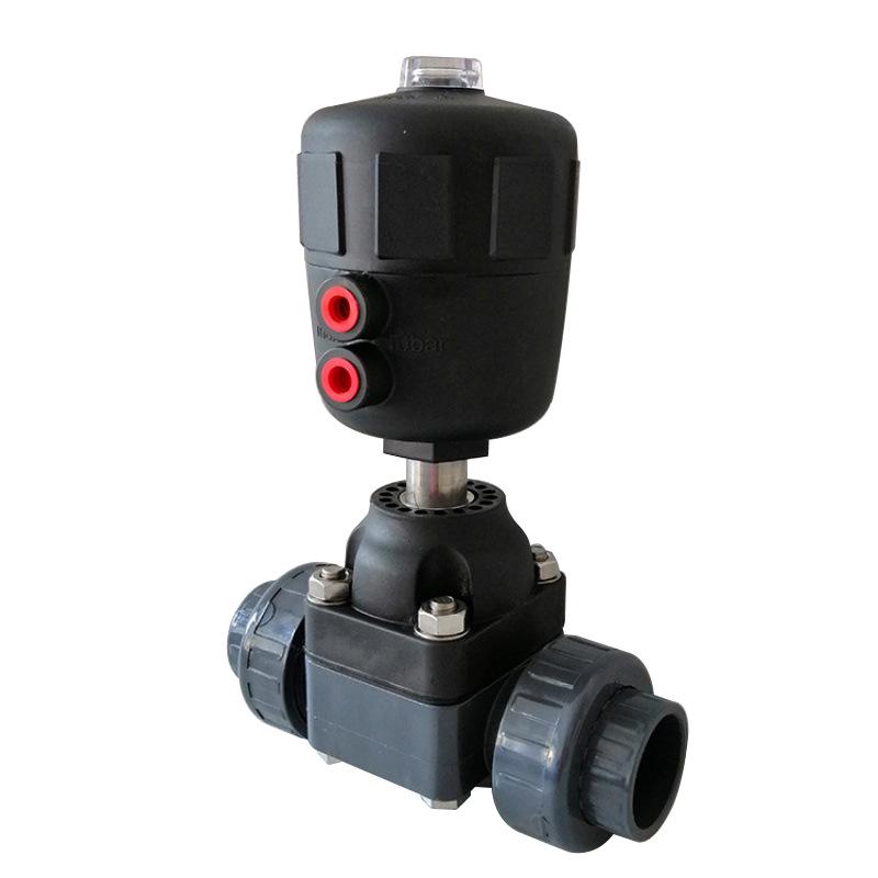 UPVC DN32 Double Union Pneumatic Diaphragm Control Valve, Quick Connect, Normally Closed, Flange Plastic, Regulating Type