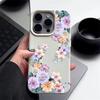 Flower Print Soft Phone Case For iPhone 16 15 14 Pro Max 16 Plus 12 13 Pro 11 Luxury Leather Texture TPU Shockproof Cover Fundas