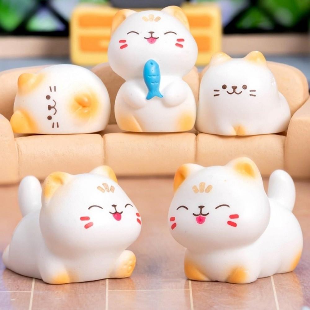 Wealth Cat Model Mini Resin Crafts Kawaii Animal Ornaments Cat Figurine Desktop Decoration