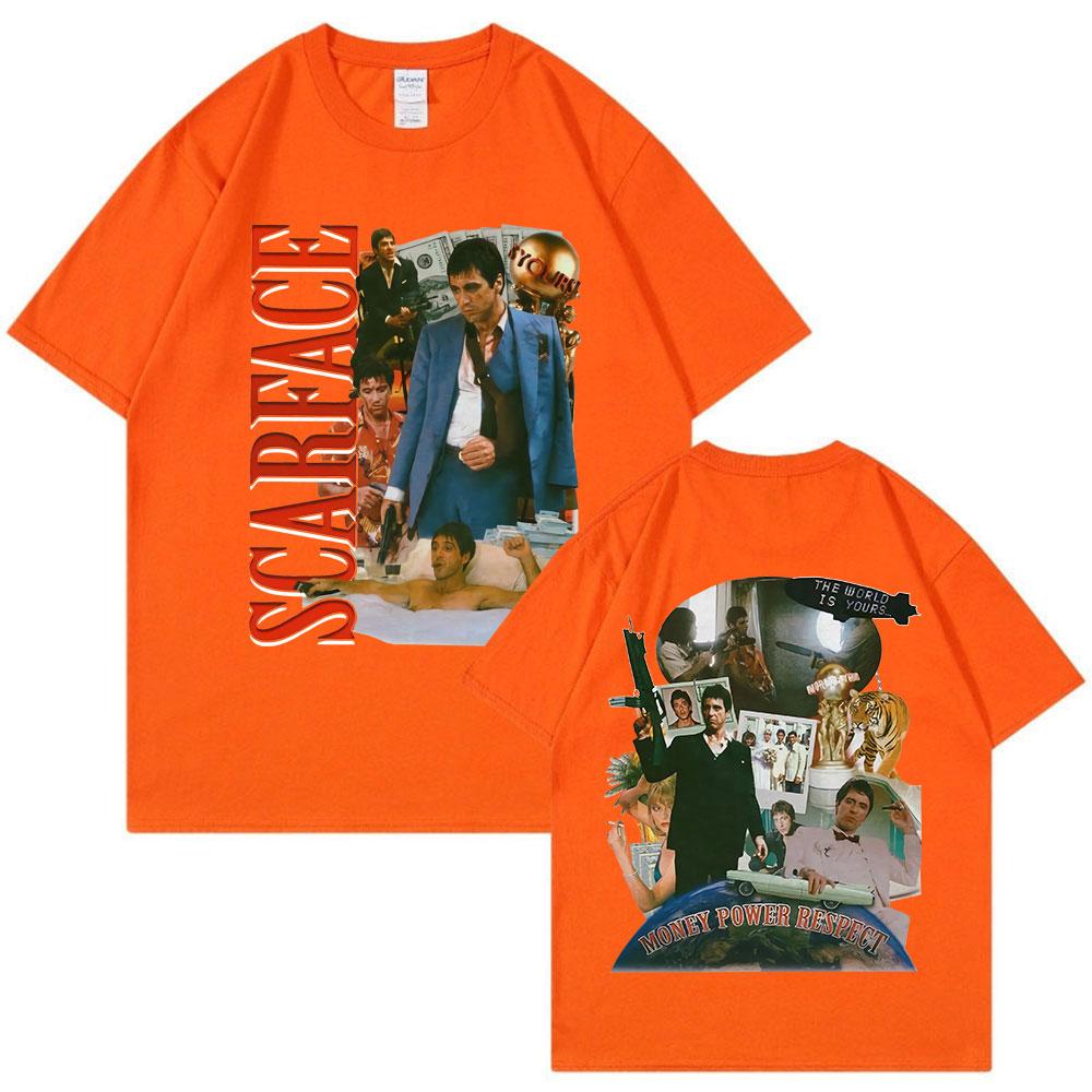 Винтажная футболка 90-х годов «Лицо со шрамом» из фильма Аль Пачино, Тони Монтана, двусторонние футболки с графическим принтом, большие футболки в стиле хип-хоп, панк, уличная одежда