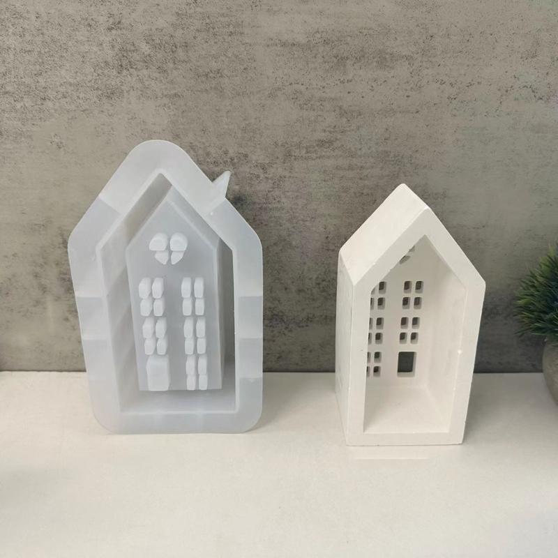 3D Дом Подсвечник Силиконовая Форма DIY Цемент Гипс Глина Подсвечник Украшения Из Смолы Формы Украшения Для Дома