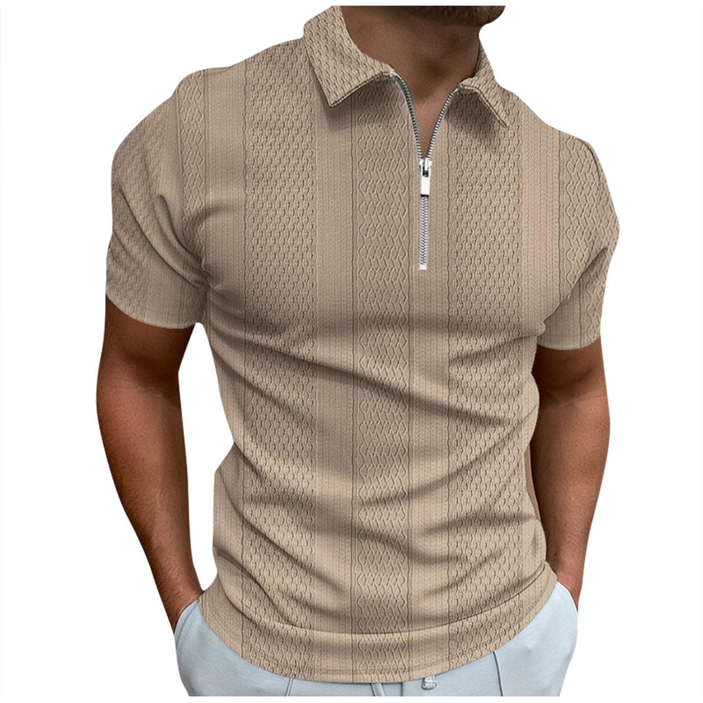 Summer Fashion Men's Shirt Short Sleeve Zipper Fashion T-shirt Men's Top