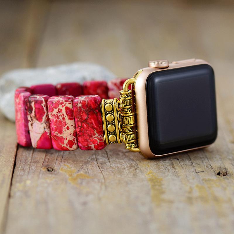 TEMU Императорский Камень Эластичный Ручной Ряд Apple Watch с Браслетом Умный Браслет Украшения Браслет Украшения