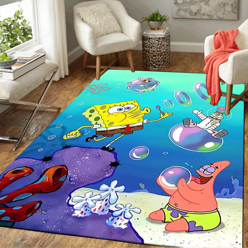 1Pc Spongebob Friends Adventure Rug, Office Carpet Indoor Outdoor Doormat, Non-Slip Soft, Living Room, Christmas Halloween Gift. M92844