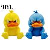Yellow Duck Decoration Cartoon Angry Figurine 3D Printed Frowning Sitting Collectible Statue Sculpture Little Blue Ornament