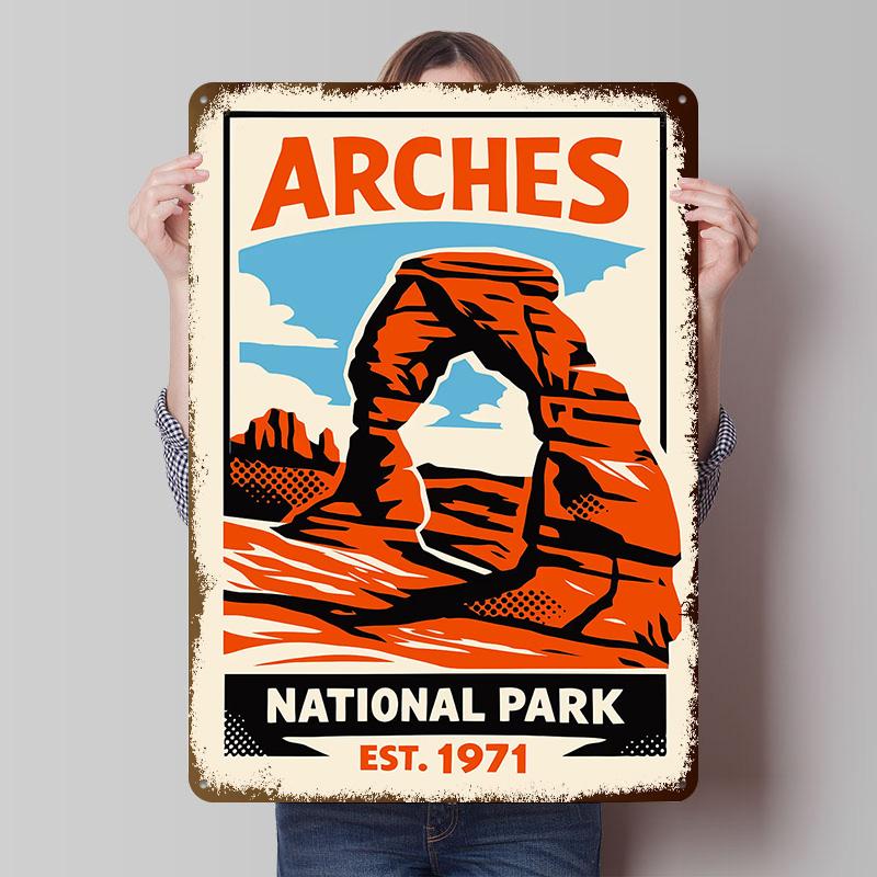 Arches National Park Vintage Travel Tinplate Poster Custom Wall Art Vintage Metal Signs Retro Tin Plaque for Decoration Home