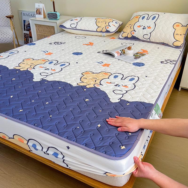 Латексный спальный коврик для матери и ребенка, трехсекционное покрывало с крутым латексным матрасом с шелковой подкладкой, защитный чехол