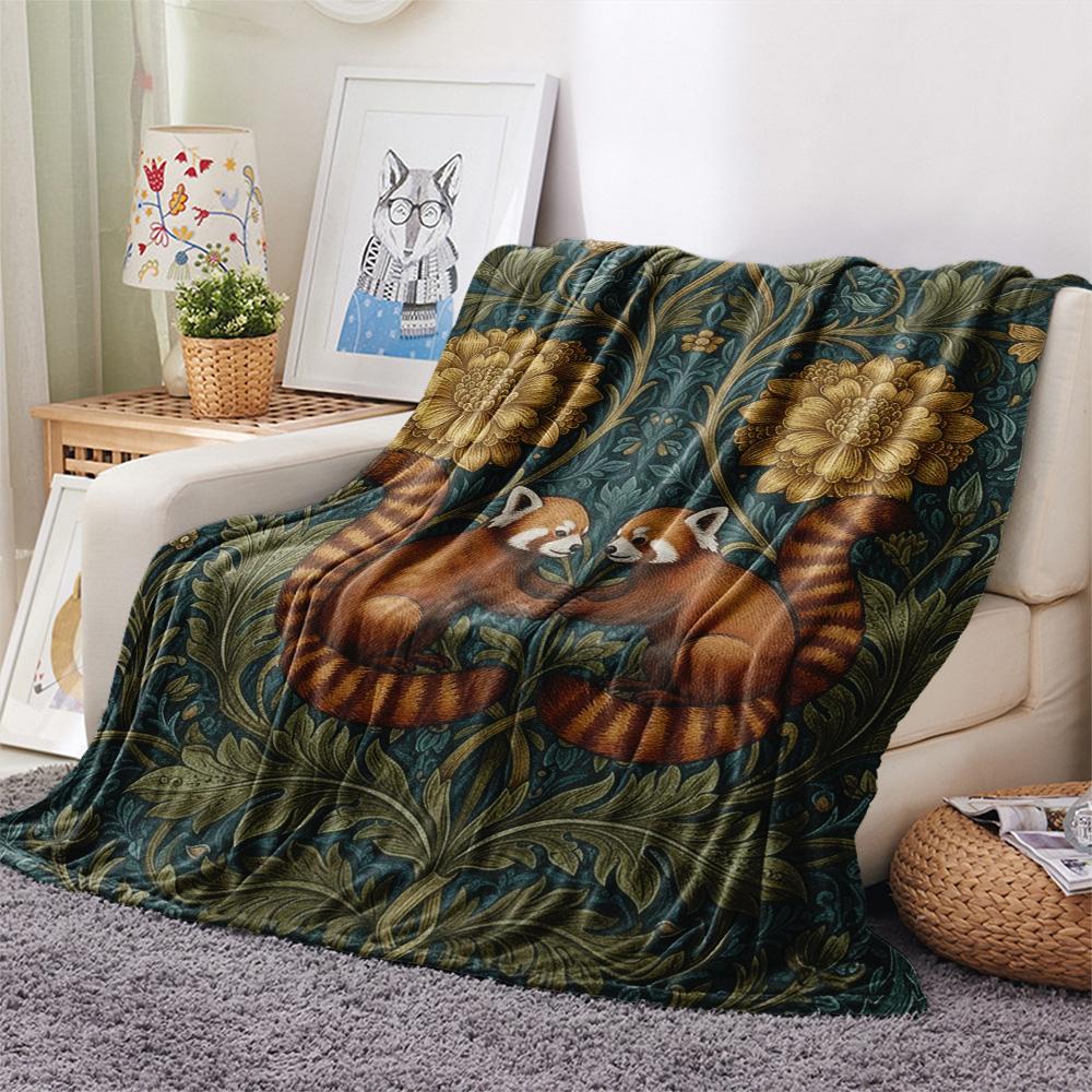 1PC Arts and Crafts Print FlAannel Blanket, High quality Comfortable for All Seasons, Home Decor, Warmth and Comfort