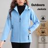 Women's waterproof fleece jacket windproof warm soft suitable for camping hiking trekking and mountain biking