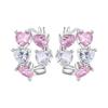 Orstarry S925 Silver Hoop Earrings Sparkling Blue Yellow Zircon Jewelry For Women Party Gifts