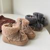 Размер 16-30 для девочек, хлопковые ботинки, зимние короткие ботинки для девочек, детская обувь из овечьей шерсти с мягкой подошвой для малышей