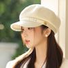 Korean Versatile Letter Beret Autumn and Winter Casual Warm Hat for Women's Retro British Belt Buckle Octagonal Painter Hat