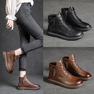 Женские ботинки 2024 года с мягкой подошвой, новые британские ботинки с плоской подошвой из плюша и хлопка в винтажном стиле, повседневные, повседневные, повседневные, короткие ботинки