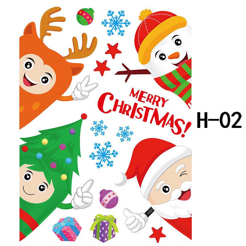 Снежинка Звезда Статичное Рождественское Украшение Новый Год r Детская Комната Стеклянная Наклейка Наклейка 24X32CM Наклейки на Окно Санта Клаус Снеговик Аксессуары