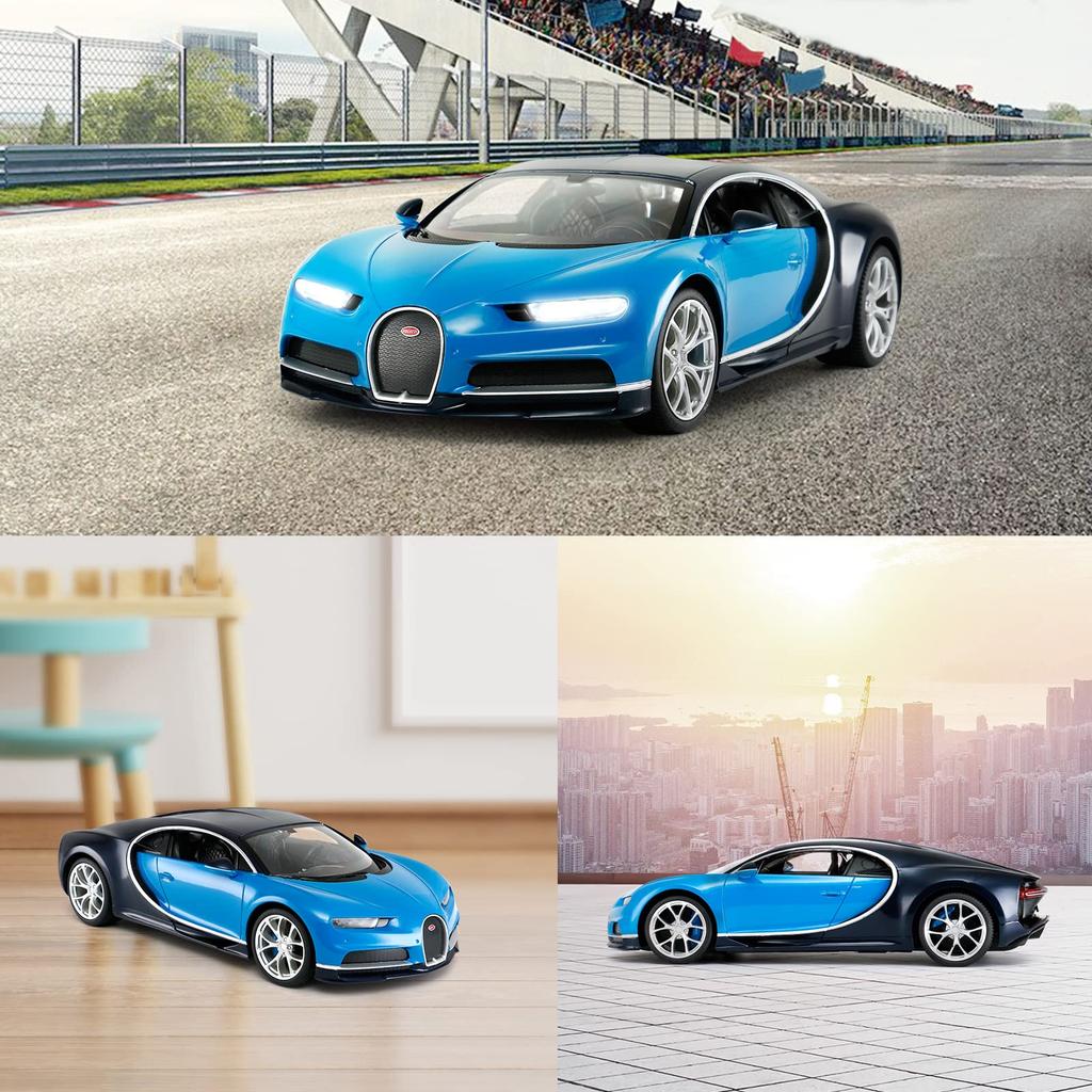 RASTAR 114 Scale Bugatti Chiron RC Model Car with LED Lights, Blue, 32.415.68.9 Cm