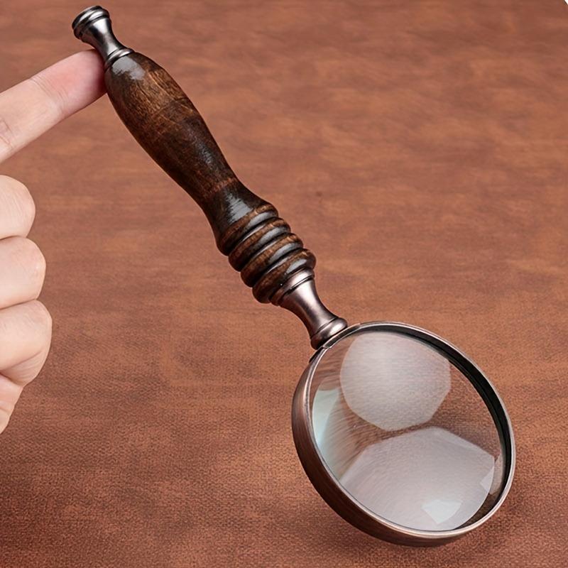 Retro Handheld Magnifier with Wooden Handle, Vintage Magnifying Glass, Photography Prop, Reading Repair, Work Ornaments, Gift