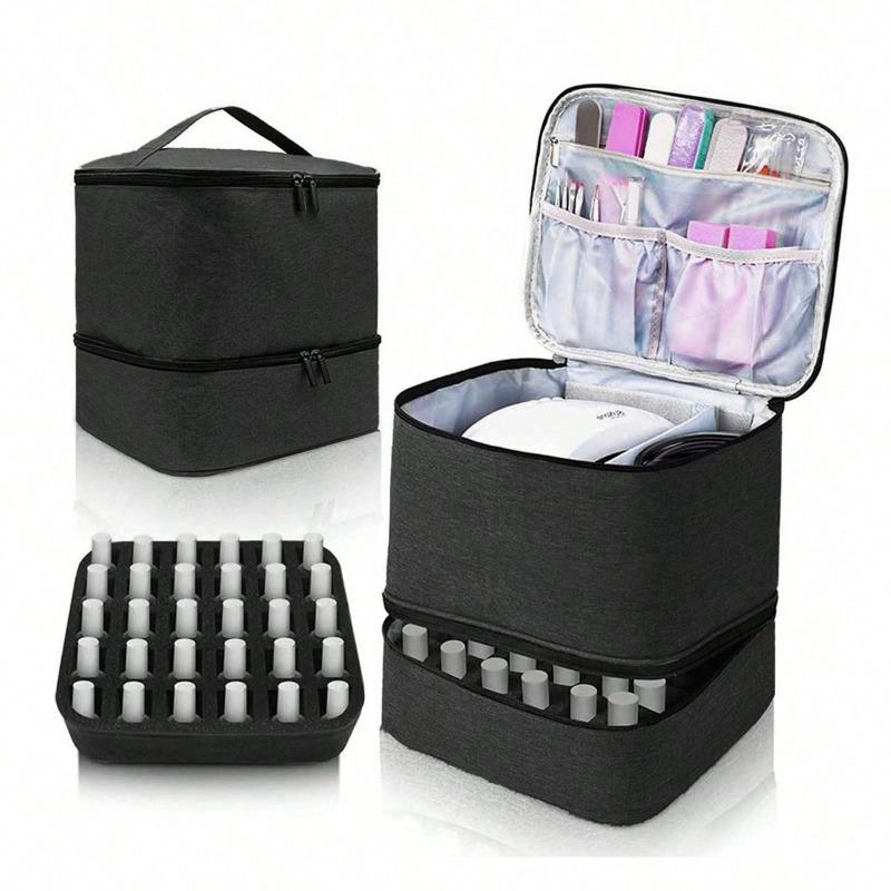 Двухъярусная приподнятая косметичка для женщин, большая вместимость, портативный кейс для туалетных принадлежностей, сумка для хранения косметики и лака для ногтей