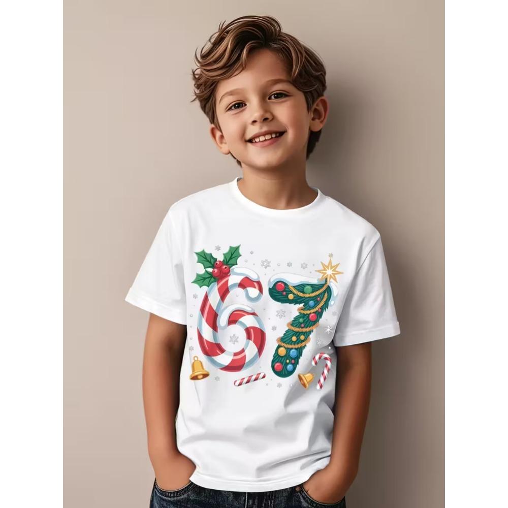 T-shirt fun digital 3D printing summer short sleeved T-shirt loose and comfortable top street fashion children's clothing