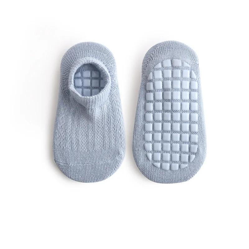 Детские носки Мягкий гребенной хлопок Носки для малышей Нескользящие Противоскользящие Новорожденные Силиконовая подошва Детские Домашние Сетчатые Тонкие Летние Однотонные Носки