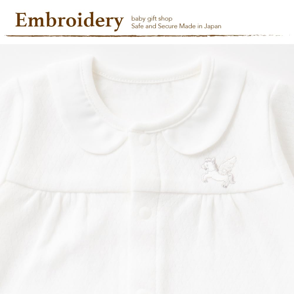 Крем де Коко Лицо с крыльями ангела и вышивкой Пегаса Ластовица Хлопок для новорожденных Сделано в Японии Двусторонний Все-в-одном [Взаимозаменяемый]