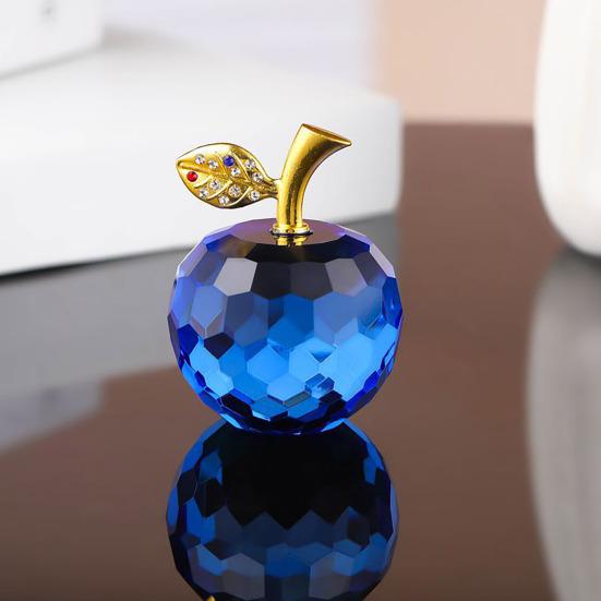 Стеклянные яблоки, фигурка, искусственный хрустальный фрукт, украшение, коллекционные полупрозрачные яблоки, украшение для домашнего офиса, приборной панели автомобиля