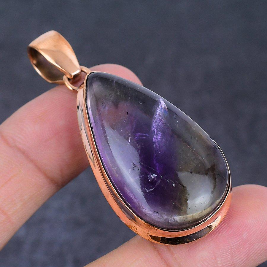 Подвеска из натурального аметрина из меди ручной работы 2,25 дюйма F6Z64