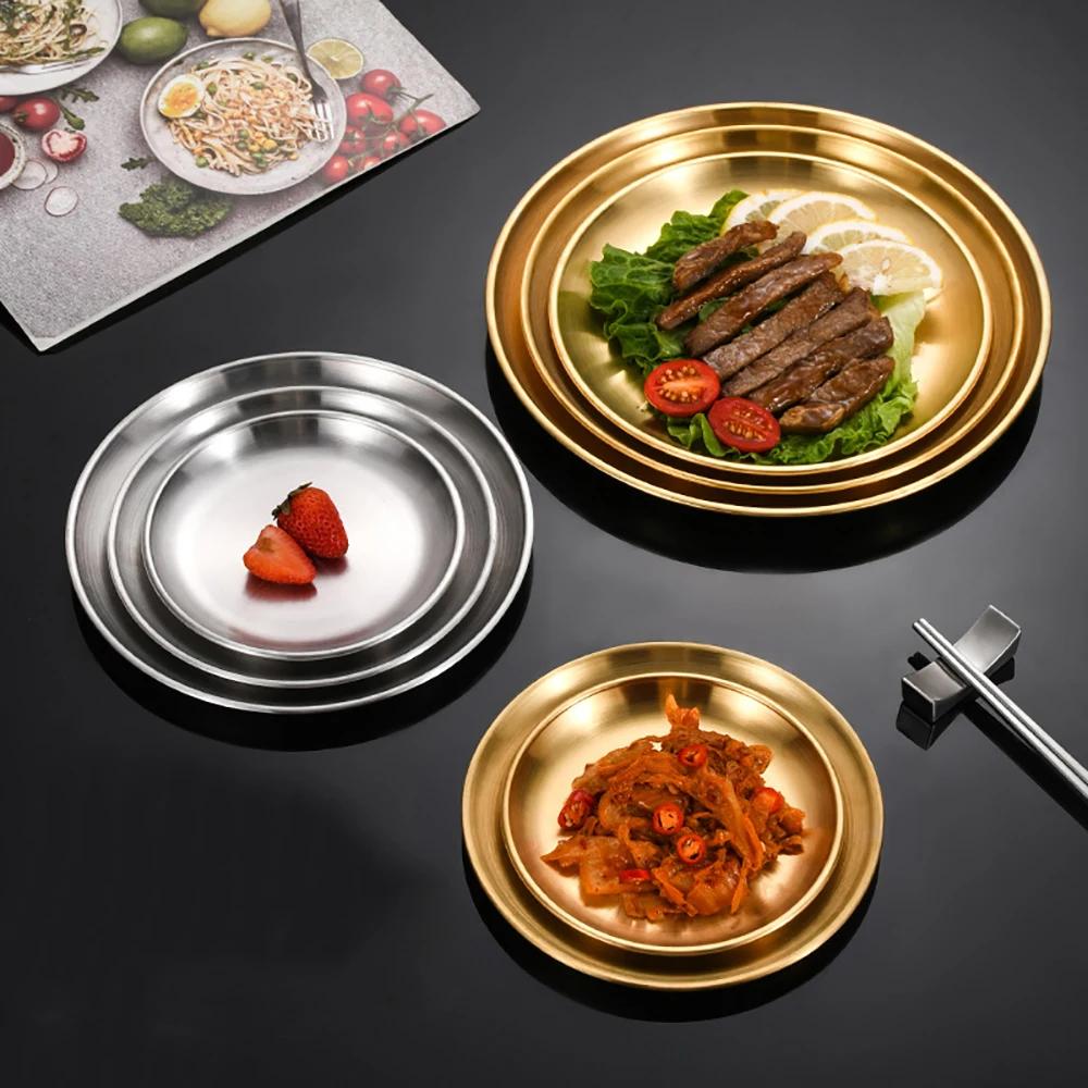 Набор из 6 тарелок из нержавеющей стали для барбекю, жареной курицы, мяса, овощей, фруктов, а также для торта и десерта