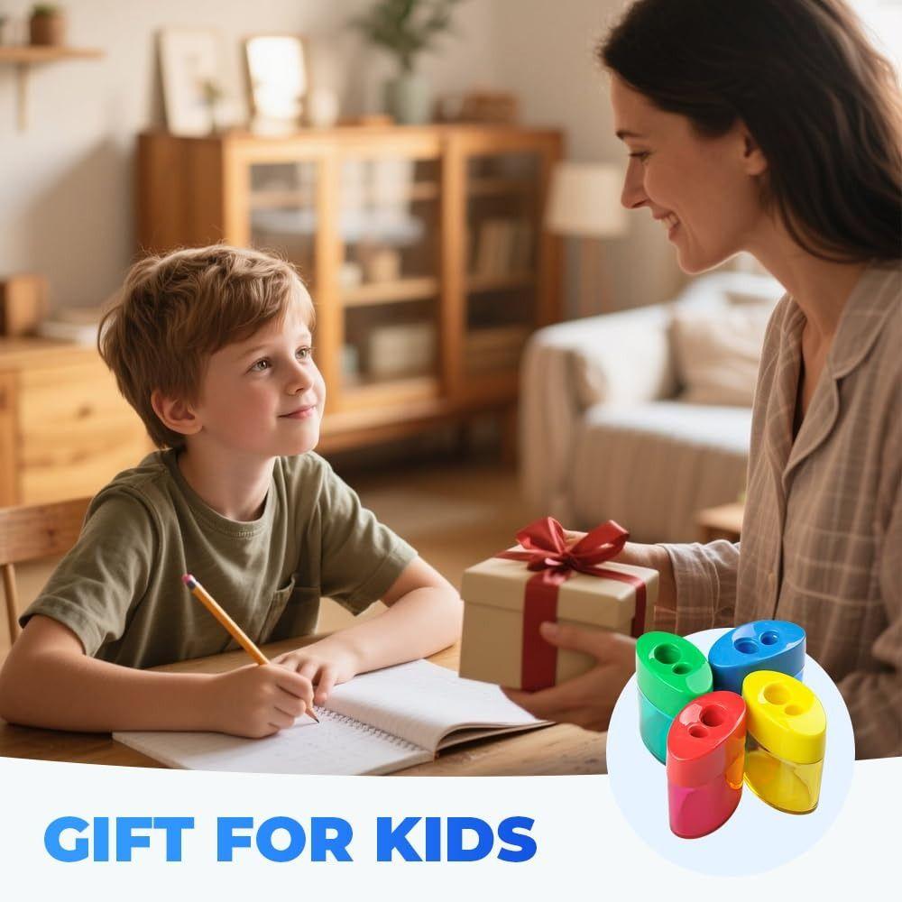 4 Pcs Multi-Color Handheld Sharpener 2-Hole Design Pencil Sharpeners Dual Holes Sharpener  Student