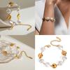 Модные женские украшения Стильный браслет из бусин Нержавеющая сталь Стекло Монета из пресноводного жемчуга Соединительный браслет Геометрический браслет для девушки