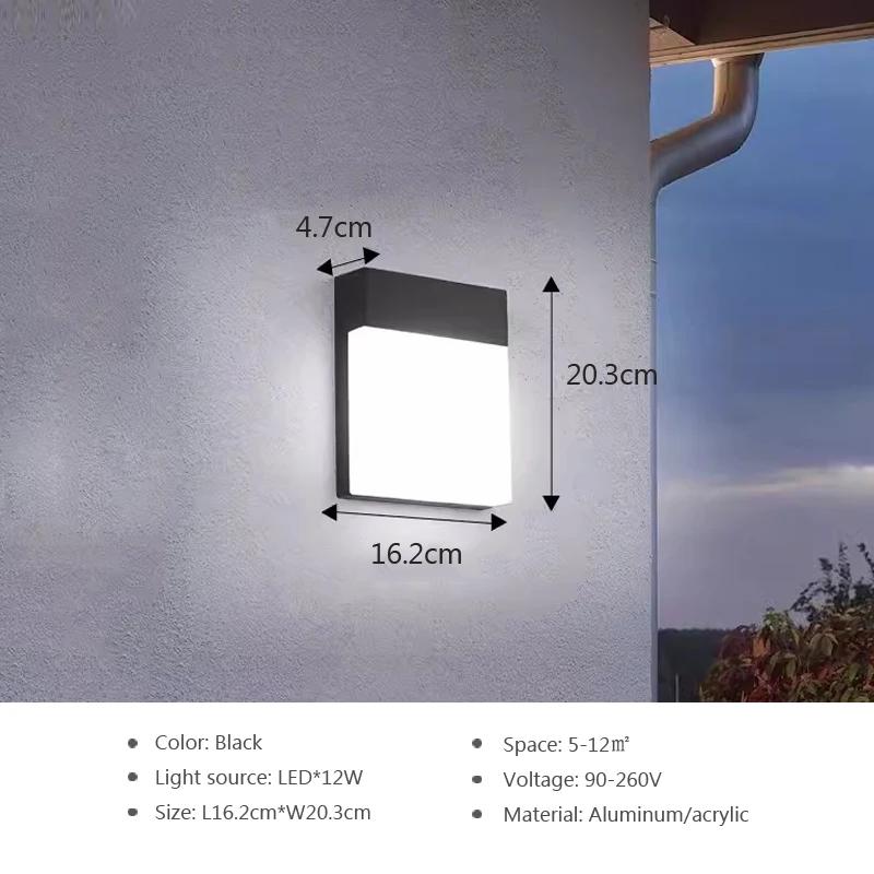 Modern LED Wall Lamp Garden Outdoor Waterproof Door Wall Lamp Courtyard Lamp Retro Living Room Bedroom Balcony Wall Light