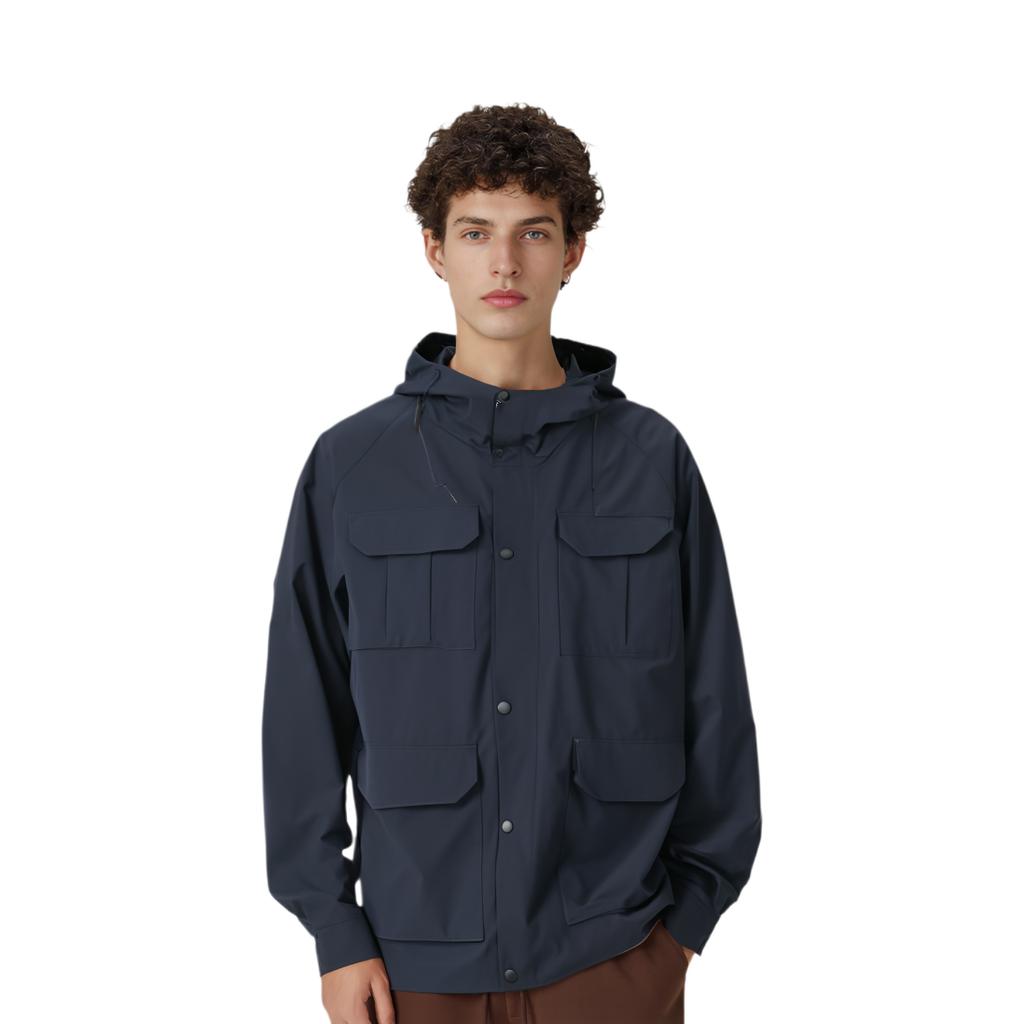 Uniqlo Однотонная куртка с карманом на молнии Унисекс куртки Глубокий синий 459590-69