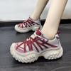 2024 Mixed Color Stitched Fashion Sneakers Spring Autumn Mesh Women's Shoes Durian Sole Lace Up Women's Vulcanized Shoes