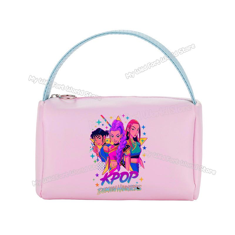 KPop Demon Hunters Handheld Make Up Bag Organizer for Women Portable Tracvel Cosmetics Handbag Waterproof Toiletry Makeup Bags