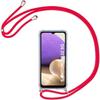 Case - BOOLING - for Samsung A32 5G - Shockproof - Transparent-red - Universal Red Lanyard
