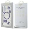 Etui do iPhone 16 Guess MagSafe Glitter Kwiaty Fioletowe