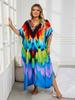 EDOLYNSA Лестный женский кафтан в богемном стиле, красочный халат, непринужденное платье больших размеров, платье Moo Moo, свежее платье, длинное платье для отпуска, наряд Q1594