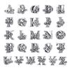 Authentic 925 Sterling Silver Vintage Letter A To Z Zircon Bead Charms Fit Original Charm Bracelets DIY Jewelry