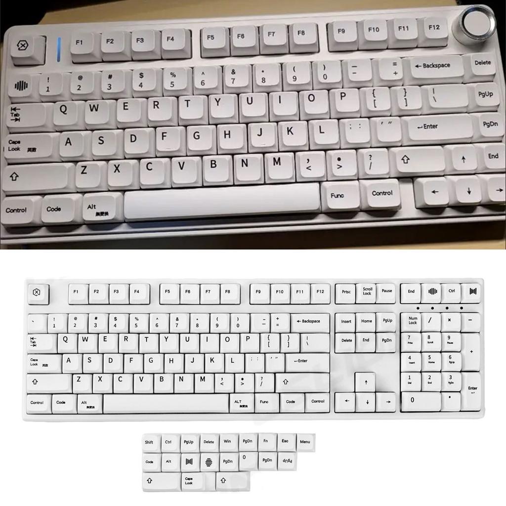 XDA Profile Keycaps Thick PBT Dye Sublimation for 135Keys Mechanical Keyboard Minimalist White Keycap Set