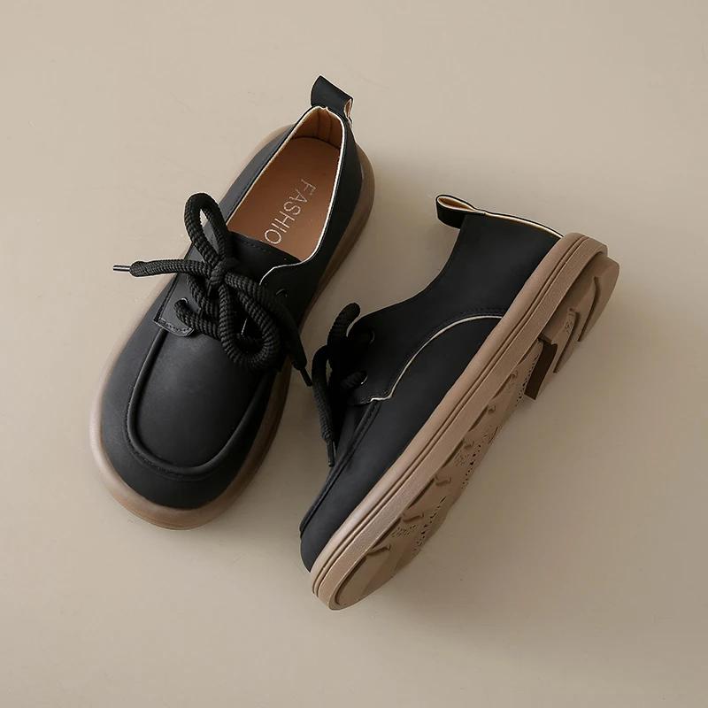 Удобные и элегантные женские туфли на плоской подошве, обувь на платформе, женские лоферы в британском стиле, с круглым носком, повседневные кроссовки, осенние, в стиле ретро