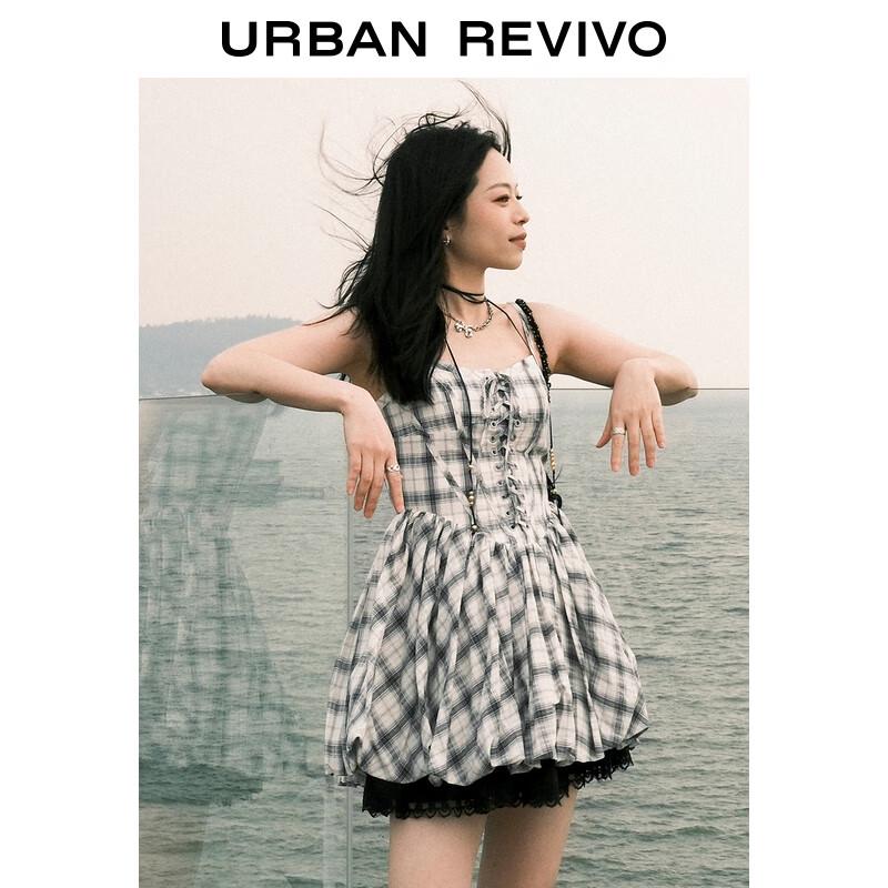 UR2025 Женское модное мини-платье А-силуэта на бретелях, с цветными блоками