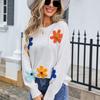 Autumn and Winter Women's Pullover Long Sleeve Floral Sweater Big Size Loose Round Neck Sweater