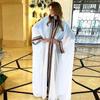 2024 Sexy See Through Embroidered Long Kimono Cardigan White Chiffon Tunic Plus Size Beachwear