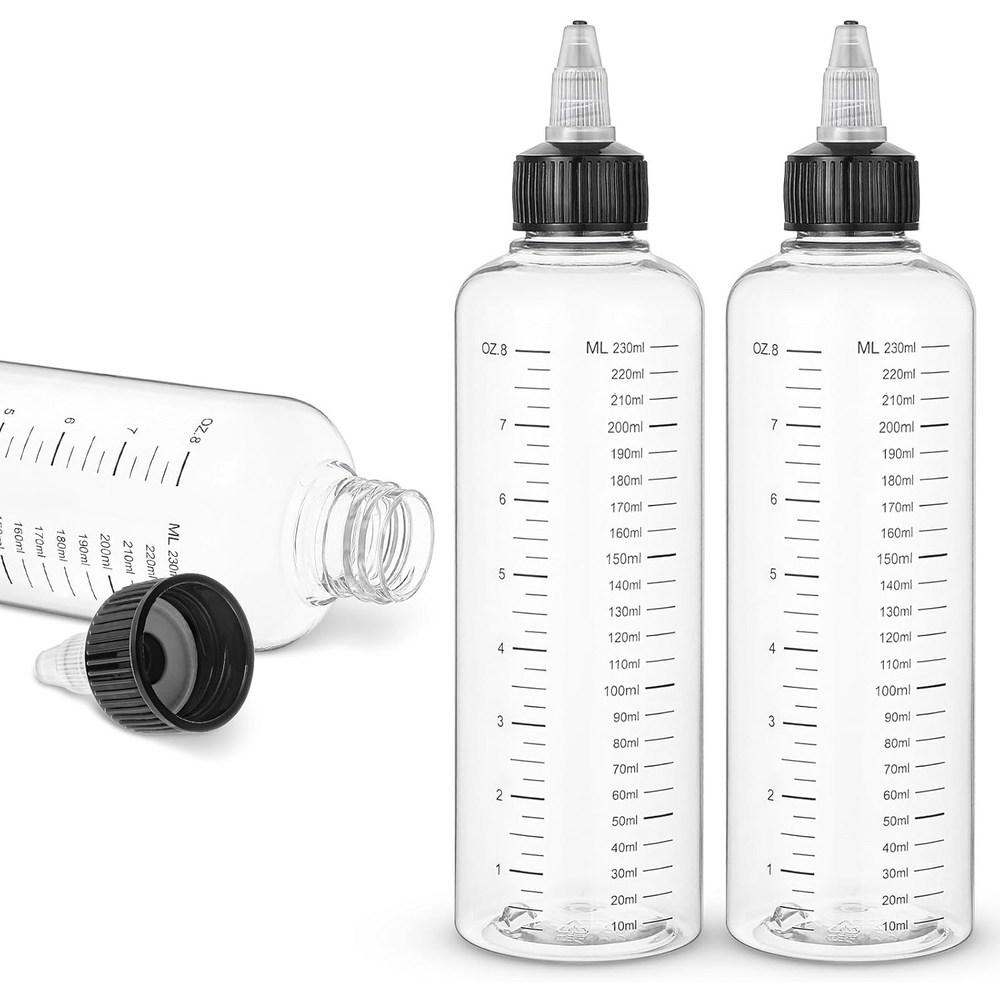 Quilax 3-Pack Hair Oil Bottle 8.5oz Applicator Plastic Squeeze Scalp Dye Twist-on Top Tip Cap Graduated Refillable and