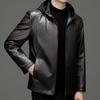 Кожаная куртка мужская красивая повседневная кожаная куртка с капюшоном для папы среднего возраста осенне-зимняя мужская куртка из овчины