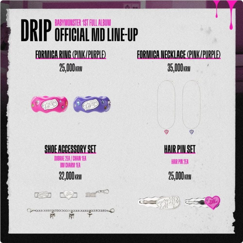 BABYMONSTER [DRIP] ОФИЦИАЛЬНОЕ кольцо MD FORMICA РОЗОВЫЙ / ФИОЛЕТОВЫЙ