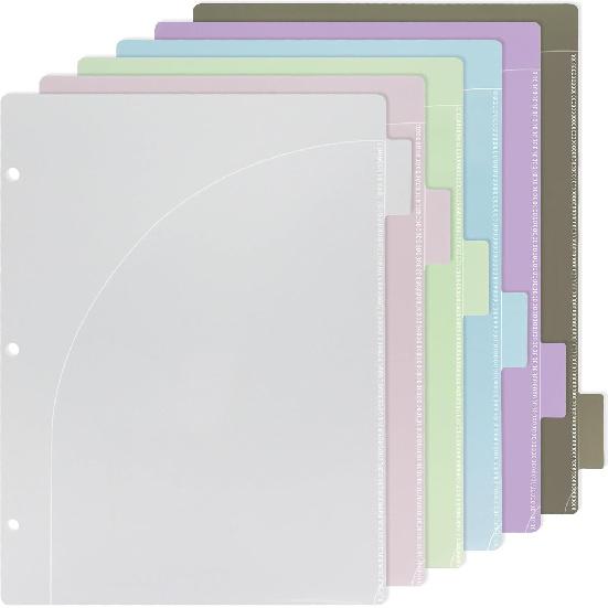 Dividers for 3 Ring Binder, 12-Tab Plastic Binder Dividers with Front Pocket, ertable Translucent Blue Tab Dividers for 3 Ring Loose Leaf Binders,