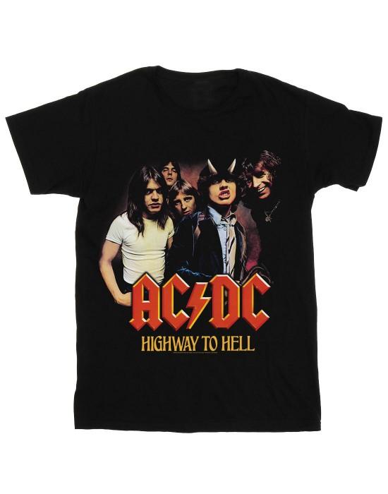 Женская/женская хлопковая футболка бойфренда ACDC Highway To Hell Group