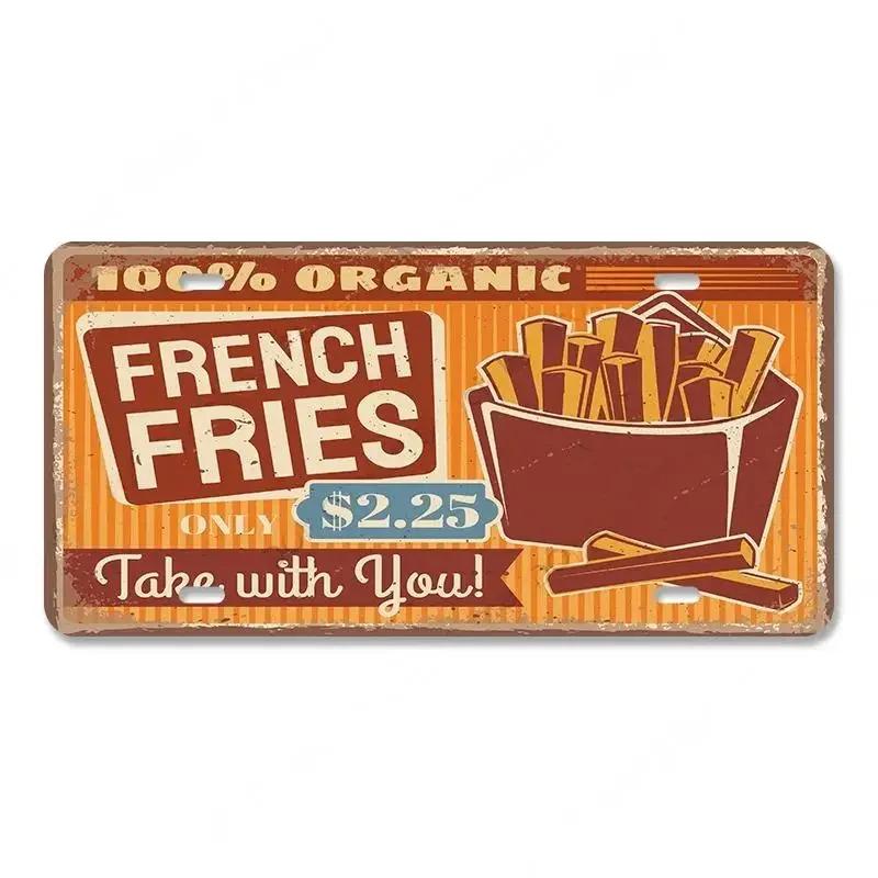 Vintage Delicious Foods Plate Metal Aluminum Sign Pizza Hot Roll Sandwich Donuts Metal Poster Home Cafe Restaurant Wall Decor