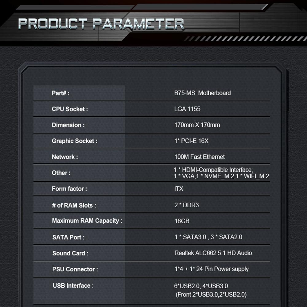 SZMZ LGA 1155 WiFi Desktop Home Office Gaming Motherboard PCIE 16X DDR3 16GB 100M Network Card