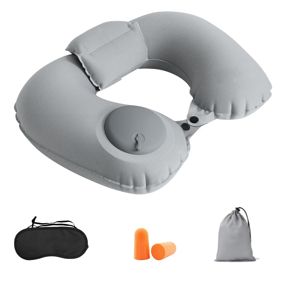 in OOOUSE Neck Pillow Upgraded Compact Manual Press Type Portable Pillow Easy to Carry Foldable Lightweight Sleeping in the Car Rest Office Neck